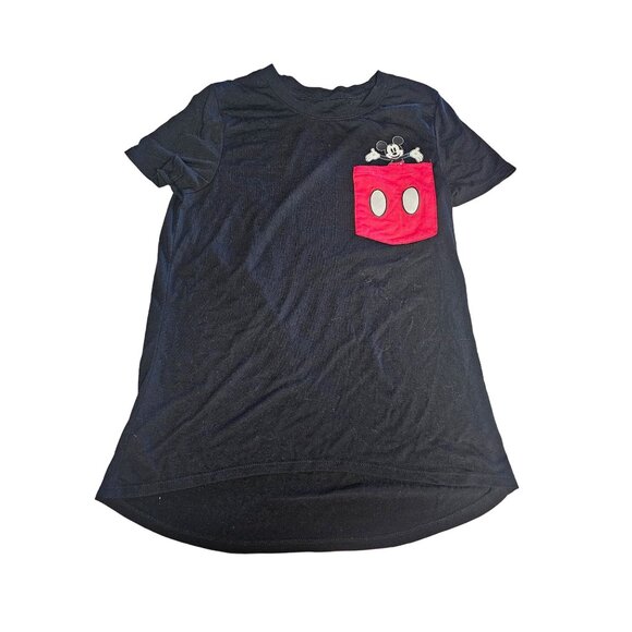 womans Disney Mickey Mouse Tee Shirt size Small Black Pocket - Picture 1 of 5